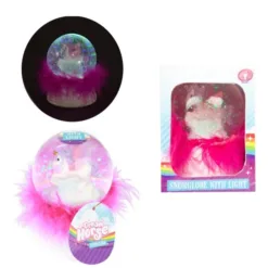 200280 Snježna kugla - Jednorog svijetlo roze, svjetlo+perje (DREAM HORSE SET)